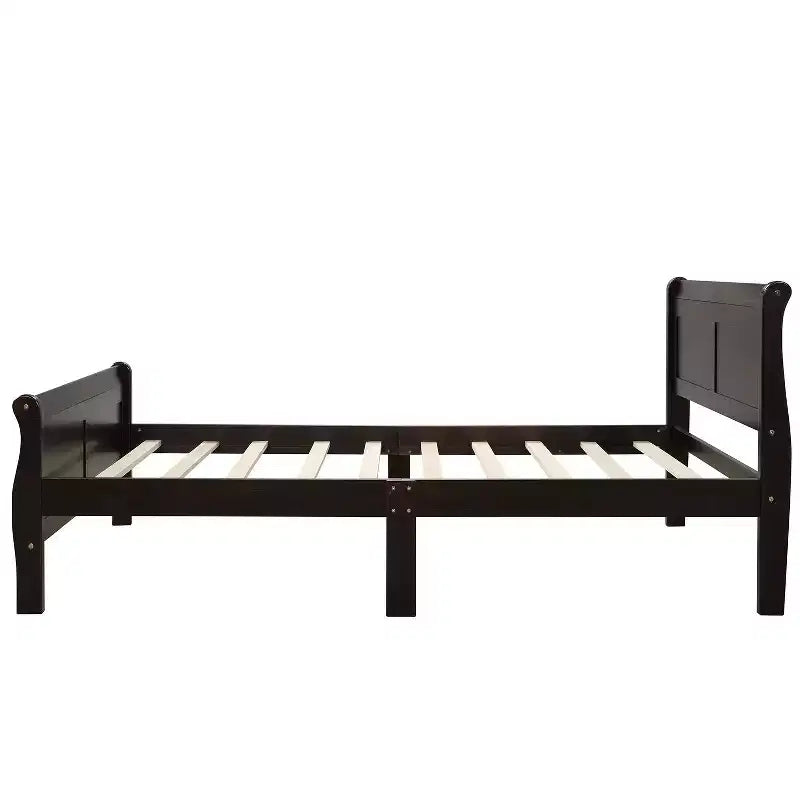 Letto a piattaforma in legno Letto singolo con testiera, pediera e doghe in legno