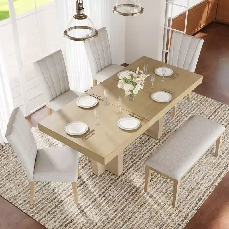Set da pranzo allungabile con panca e 4 sedie