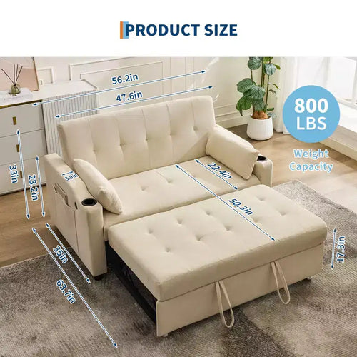 Divano letto convertibile 3 in 1, divano moderno rivestito, divanetto letto in velluto a coste con letto estraibile, schienale regolabile, per soggiorno