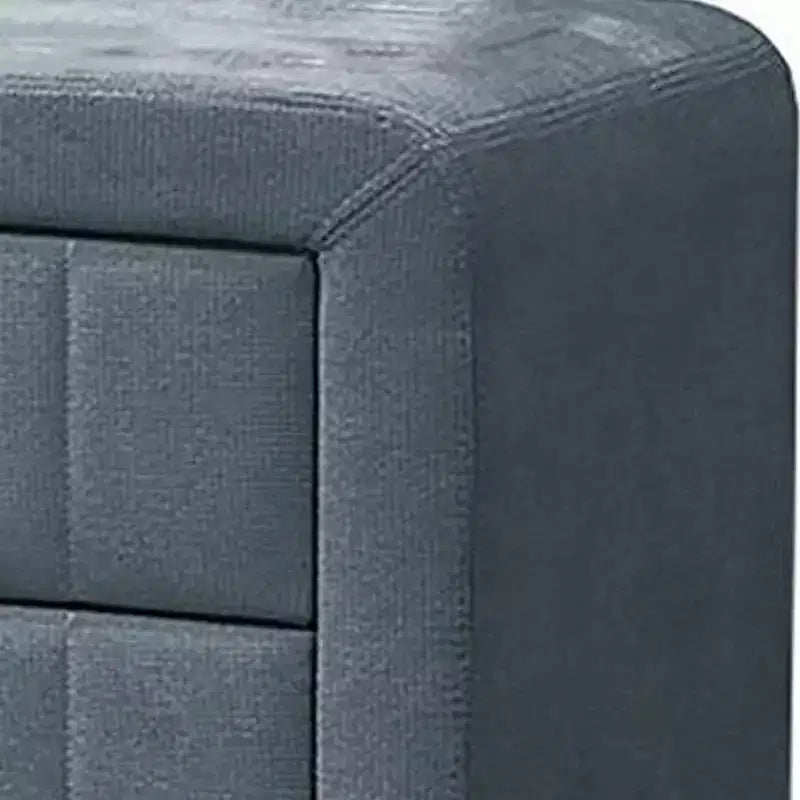 Comodino, 2 Cassetti, Rivestimento in Lino Spazzolato Grigio Ardesia da 56 cm