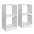 Costway 2 PCS Bookshelf 2-Tier Open Wood Display Organizer Set Vinyl Record Cube Storage