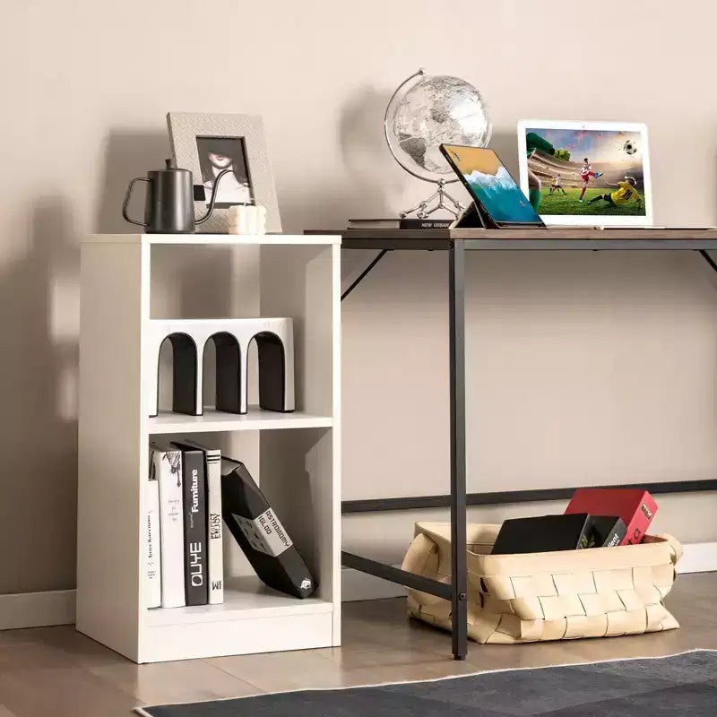 2 Pezzi Libreria a 2 Ripiani Aperta in Legno per Esposizione Organizzatore Set Cubo Porta Dischi in Vinile